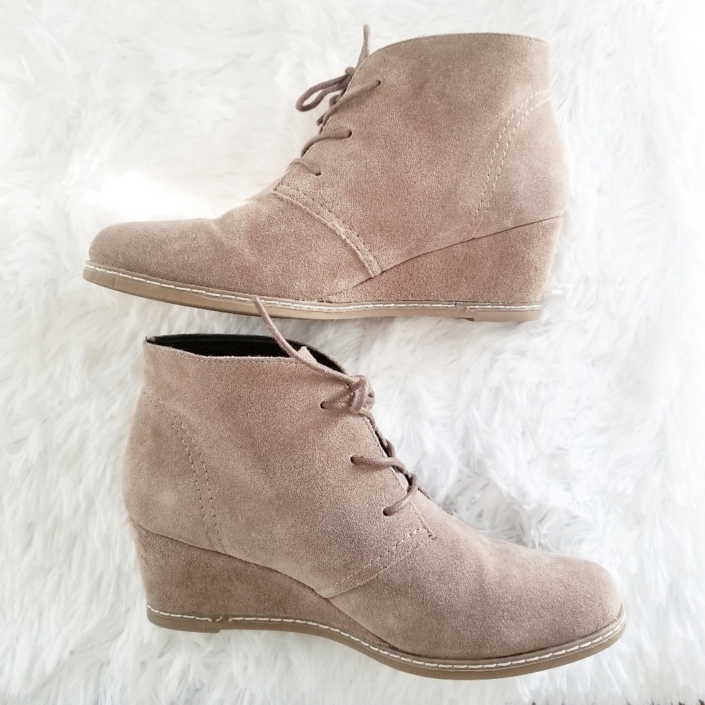 Toms Laceup Rachel Suede Wedge Booties - Picture 2 of 11